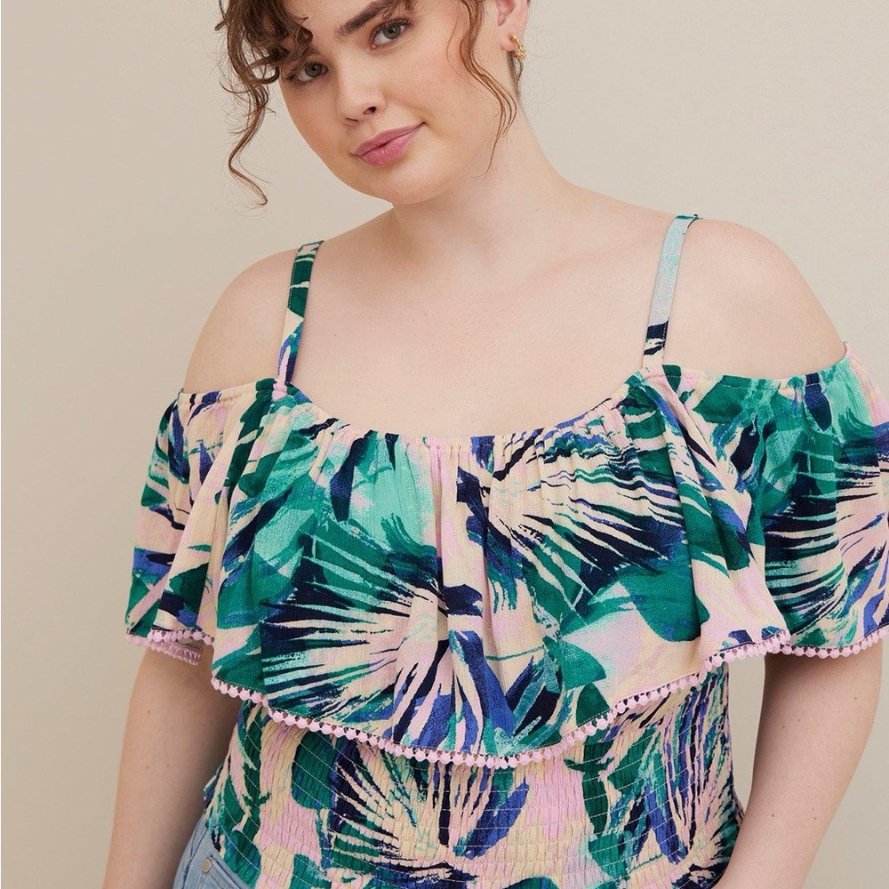Torrid Multicolor Floral Off-Shoulder Top